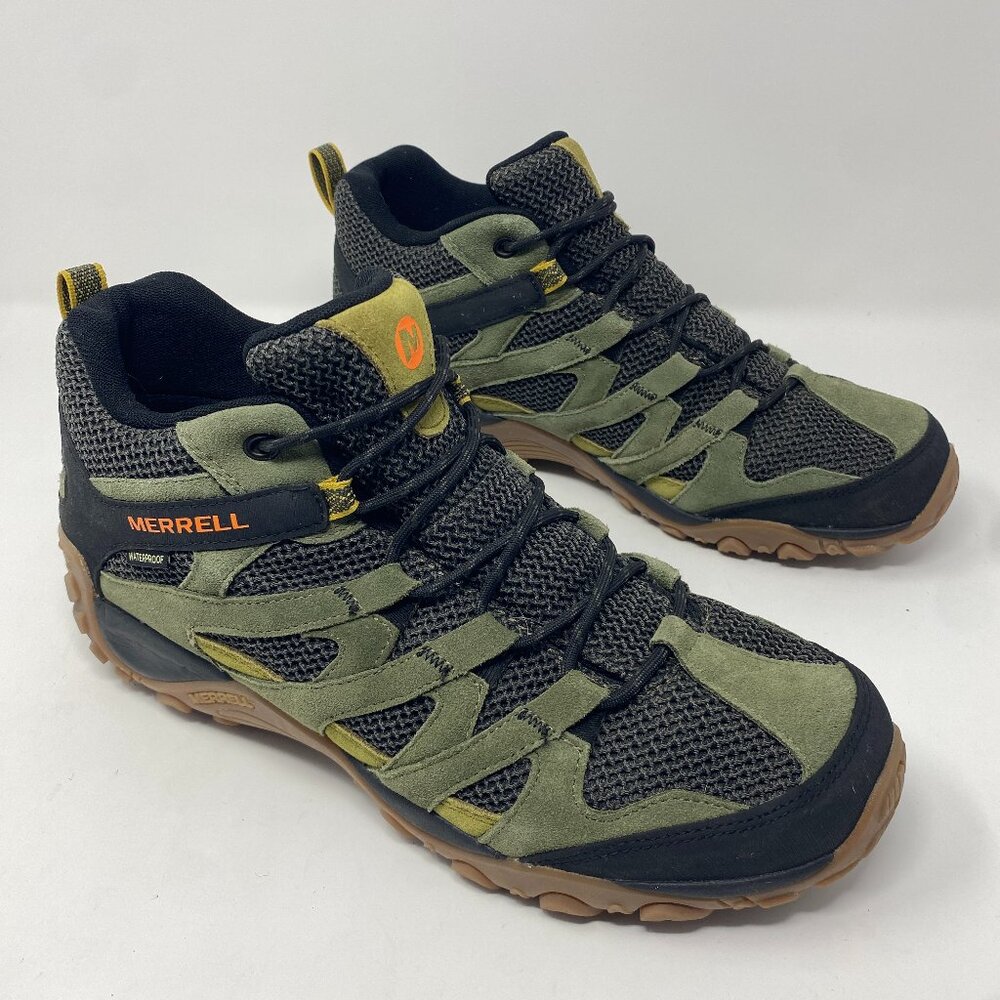 Merrell Mens Alverstone Mid Waterproof Hiking Boots US Mens 11.5 Olive J036547